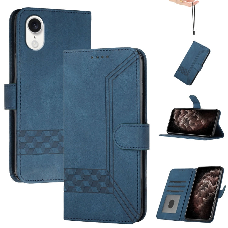 For iPhone SE 2024 Cubic Skin Feel Flip Leather Phone Case(Blue) - More iPhone Cases by PMC Jewellery | Online Shopping South Africa | PMC Jewellery | Buy Now Pay Later Mobicred