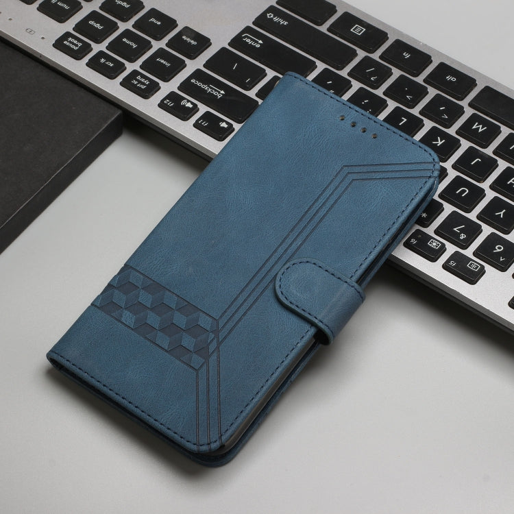 For iPhone 16 Pro Cubic Skin Feel Flip Leather Phone Case(Blue) - iPhone 16 Pro Cases by PMC TechLife | Online Shopping South Africa | PMC TechLife | Buy Now Pay Later Mobicred