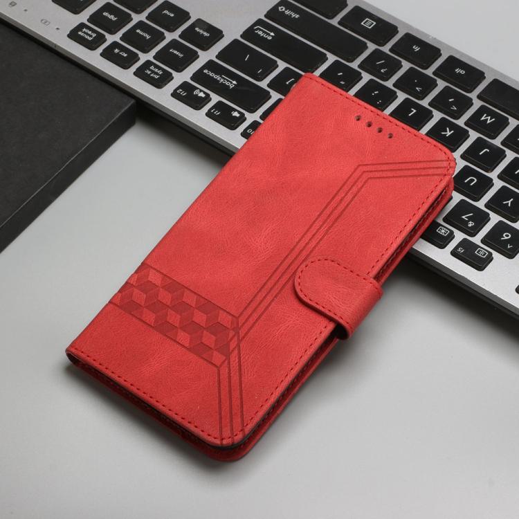 For iPhone 17 Pro Max Cubic Skin Feel Flip Leather Phone Case(Red) - free shipping - PMc TechLife - Order now!