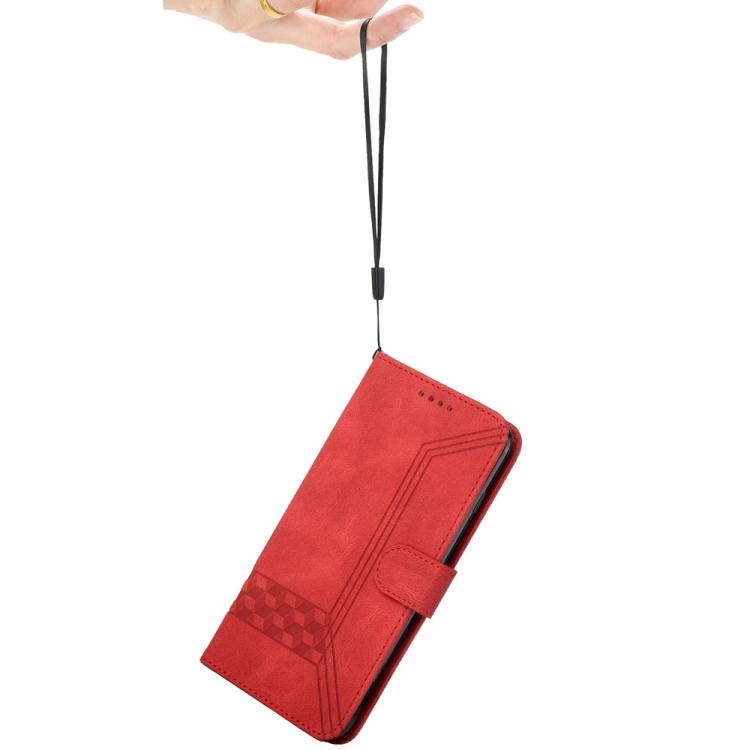 For iPhone 17 Pro Max Cubic Skin Feel Flip Leather Phone Case(Red) - free shipping - PMc TechLife - Order now!