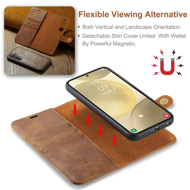 For Samsung Galaxy S24 5G DG.MING Crazy Horse Texture Detachable Magnetic Leather Case(Brown) - Galaxy S24 5G Cases by DG.MING | Online Shopping South Africa | PMC Jewellery | Buy Now Pay Later Mobicred