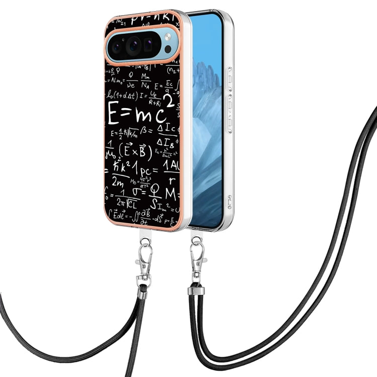 For Google Pixel 9 / 9 Pro Electroplating Dual-side IMD Phone Case with Lanyard(Equation) - Google Cases by PMC Jewellery | Online Shopping South Africa | PMC Jewellery | Buy Now Pay Later Mobicred