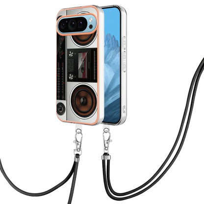 For Google Pixel 9 Pro XL Electroplating Dual-side IMD Phone Case with Lanyard(Retro Radio) - Google Cases by PMC Jewellery | Online Shopping South Africa | PMC Jewellery | Buy Now Pay Later Mobicred