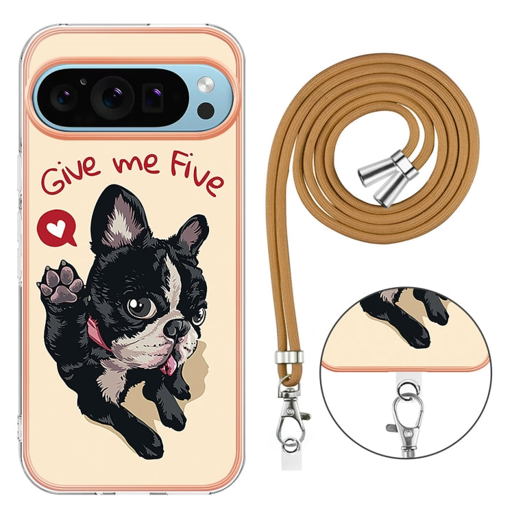 For Google Pixel 9 Pro XL Electroplating Dual-side IMD Phone Case with Lanyard(Lucky Dog) - Google Cases by PMC TechLife | Online Shopping South Africa | PMC TechLife | Buy Now Pay Later Mobicred