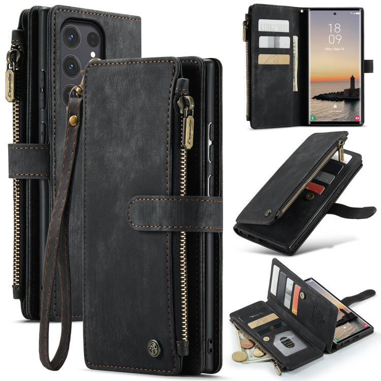 For Samsung Galaxy S24 Ultra 5G CaseMe C30 Card Slots Zipper Wallet Leather Phone Case(Black) - Galaxy S24 Ultra 5G Cases by CaseMe | Online Shopping South Africa | PMC Jewellery | Buy Now Pay Later Mobicred