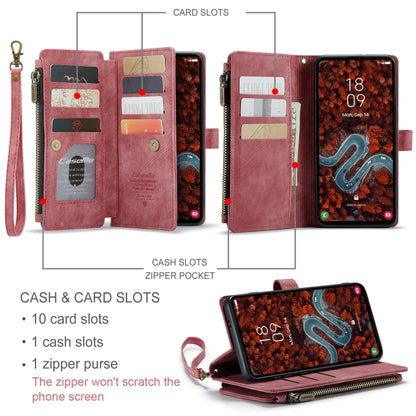 For Samsung Galaxy S24+ 5G CaseMe C30 Card Slots Zipper Wallet Leather Phone Case(Red) - Galaxy S24+ 5G Cases by CaseMe | Online Shopping South Africa | PMC Jewellery | Buy Now Pay Later Mobicred