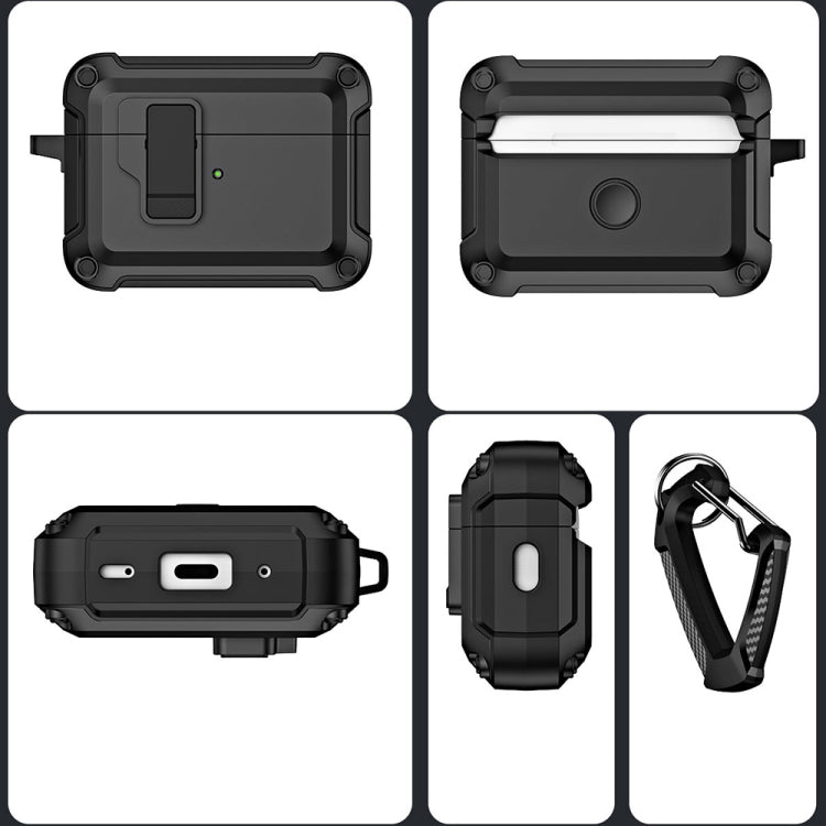 For AirPods Pro 2 TPU + PC Wireless Bluetooth Earphone Protective Case with Switch Lock & Hook(Blue) - For AirPods Pro 2 by PMC Jewellery | Online Shopping South Africa | PMC Jewellery | Buy Now Pay Later Mobicred