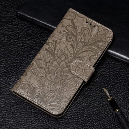 For iPhone 16 Pro Max Lace Flower Embossing Flip Leather Phone Case(Grey) - iPhone 16 Pro Max Cases by PMC Jewellery | Online Shopping South Africa | PMC Jewellery | Buy Now Pay Later Mobicred