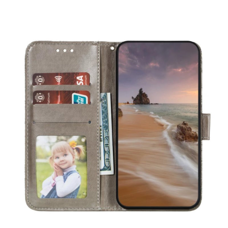 For iPhone 16 Pro Max Lace Flower Embossing Flip Leather Phone Case(Grey) - iPhone 16 Pro Max Cases by PMC TechLife | Online Shopping South Africa | PMC TechLife | Buy Now Pay Later Mobicred