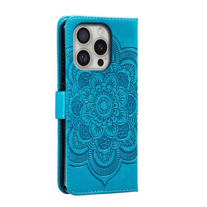 For iPhone 16 Pro Mandala Embossing Pattern Horizontal Flip Leather Phone Case(Blue) - iPhone 16 Pro Cases by PMC Jewellery | Online Shopping South Africa | PMC Jewellery | Buy Now Pay Later Mobicred