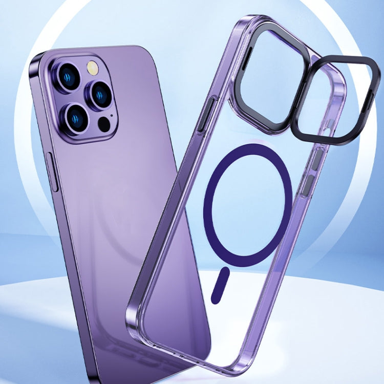 For iPhone 14 MagSafe Magnetic Invisible Holder Transparent Phone Case(Silver) - iPhone 14 Cases by PMC TechLife | Online Shopping South Africa | PMC TechLife