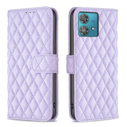 For Motorola Edge 40 Neo Diamond Lattice Wallet Flip Leather Phone Case(Purple) - Motorola Cases by PMC Jewellery | Online Shopping South Africa | PMC Jewellery | Buy Now Pay Later Mobicred