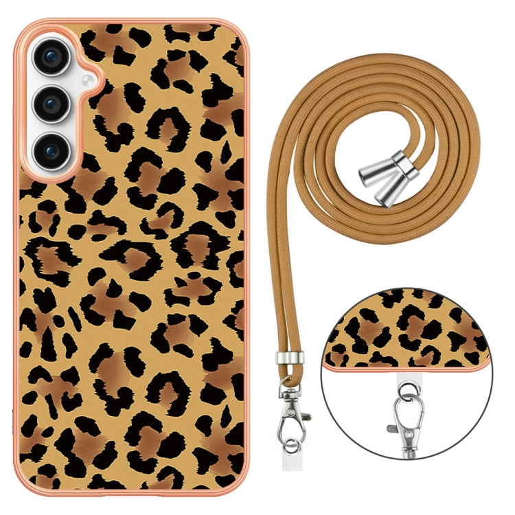 For Samsung Galaxy S23 FE 5G Electroplating Dual-side IMD Phone Case with Lanyard(Leopard Print) - Galaxy S23 FE 5G Cases by PMC Jewellery | Online Shopping South Africa | PMC Jewellery