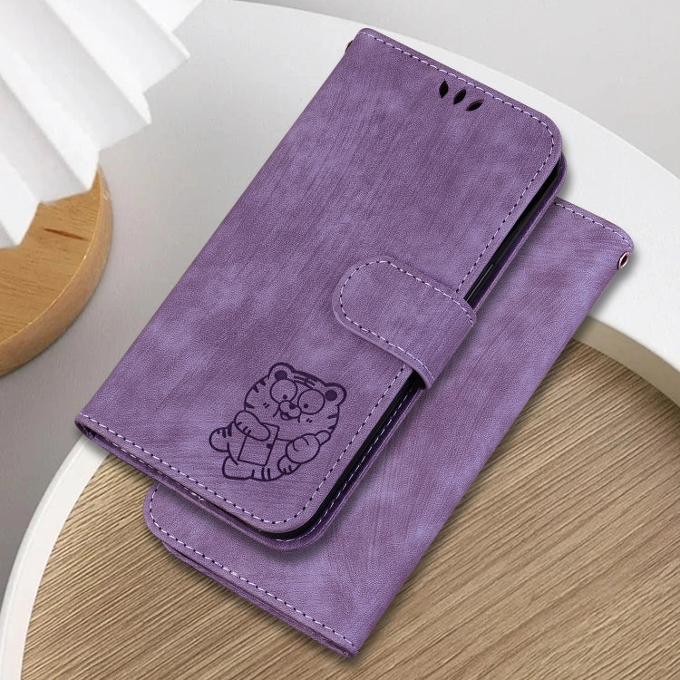 For Google Pixel 9 Little Tiger Embossed Leather Phone Case(Purple) - Google Cases by PMC Jewellery | Online Shopping South Africa | PMC Jewellery | Buy Now Pay Later Mobicred