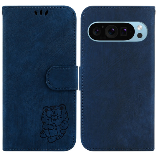 For Google Pixel 9 Little Tiger Embossed Leather Phone Case(Dark Blue) - Google Cases by PMC Jewellery | Online Shopping South Africa | PMC Jewellery | Buy Now Pay Later Mobicred