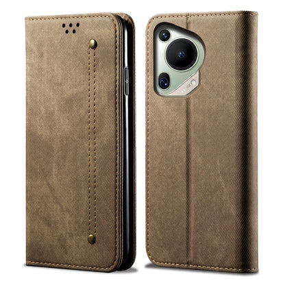 For Huawei Pura 70 Ultra Denim Texture Leather Phone Case(Khaki) - Huawei Cases by PMC Jewellery | Online Shopping South Africa | PMC Jewellery | Buy Now Pay Later Mobicred