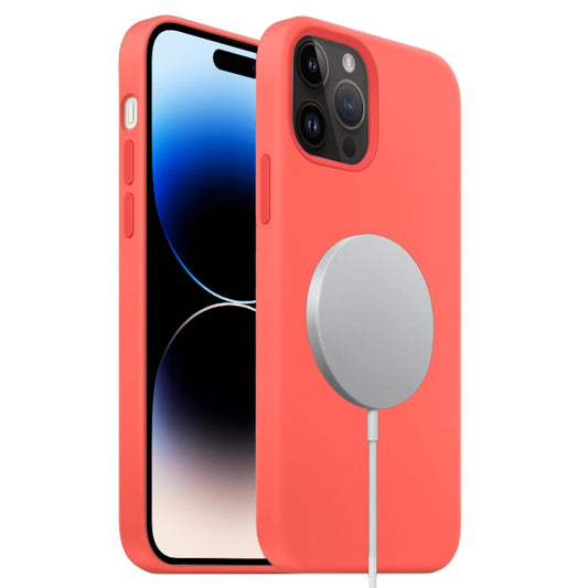 For iPhone 14 Pro Max MagSafe Liquid Silicone Full Coverage Phone Case(Pink Orange) - iPhone 14 Pro Max Cases by PMC Jewellery | Online Shopping South Africa | PMC Jewellery