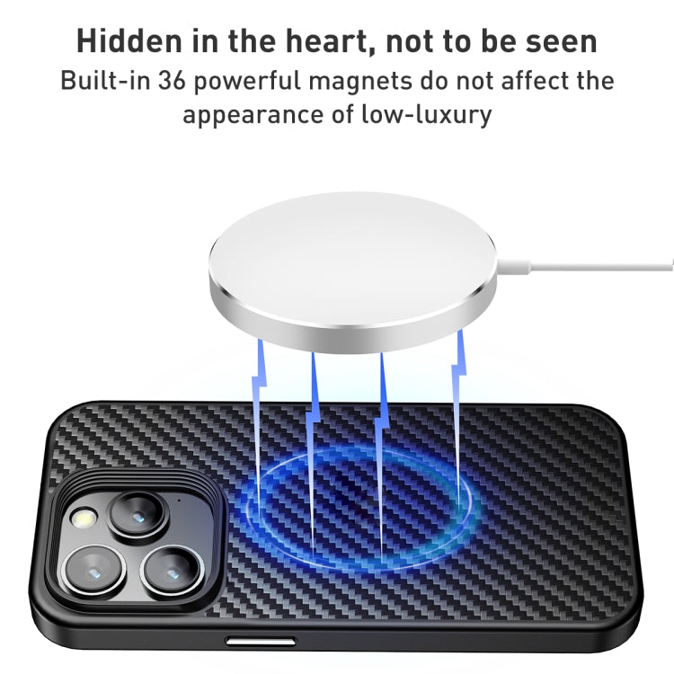 For iPhone 15 Pro wlons Magsafe Carbon Fiber Kevlar TPU Phone Case(Black) - free shipping - PMC Jewellery - Order now!