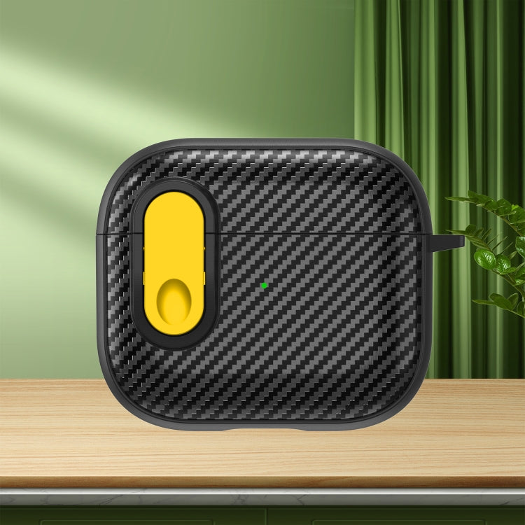 For AirPods 3 Carbon Fiber Texture Wireless Earphones Case with Security Lock(Yellow) - For AirPods 3 by PMC Jewellery | Online Shopping South Africa | PMC Jewellery | Buy Now Pay Later Mobicred