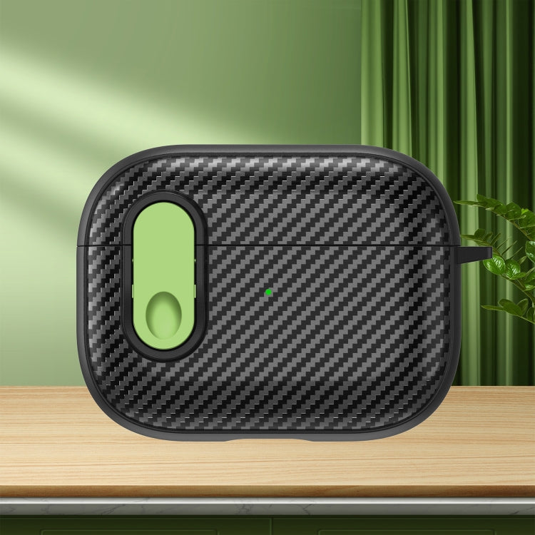 For AirPods Pro 2 Carbon Fiber Texture Wireless Earphones Case with Security Lock(Green) - For AirPods Pro 2 by PMC Jewellery | Online Shopping South Africa | PMC Jewellery | Buy Now Pay Later Mobicred