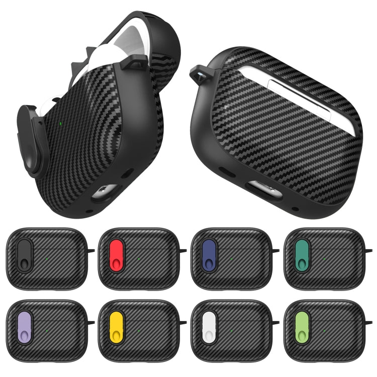 For AirPods Pro 2 Carbon Fiber Texture Wireless Earphones Case with Security Lock(Blue) - For AirPods Pro 2 by PMC Jewellery | Online Shopping South Africa | PMC Jewellery | Buy Now Pay Later Mobicred