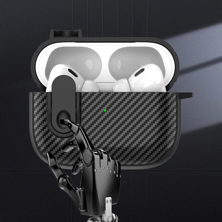 For AirPods Pro Carbon Fiber Texture Wireless Earphones Case with Security Lock(Yellow) - For AirPods Pro by PMC Jewellery | Online Shopping South Africa | PMC Jewellery | Buy Now Pay Later Mobicred