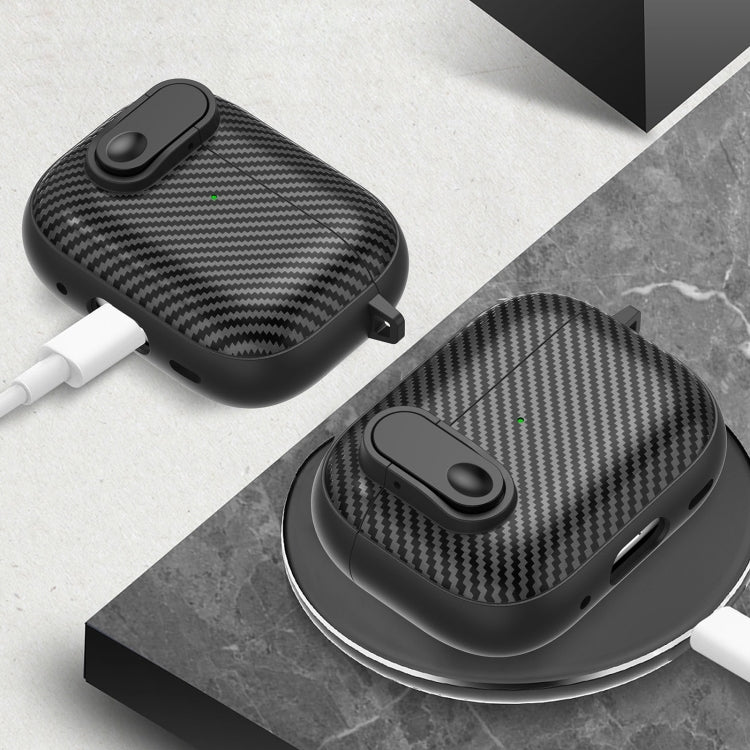 For AirPods Pro Carbon Fiber Texture Wireless Earphones Case with Security Lock(White) - For AirPods Pro by PMC Jewellery | Online Shopping South Africa | PMC Jewellery | Buy Now Pay Later Mobicred