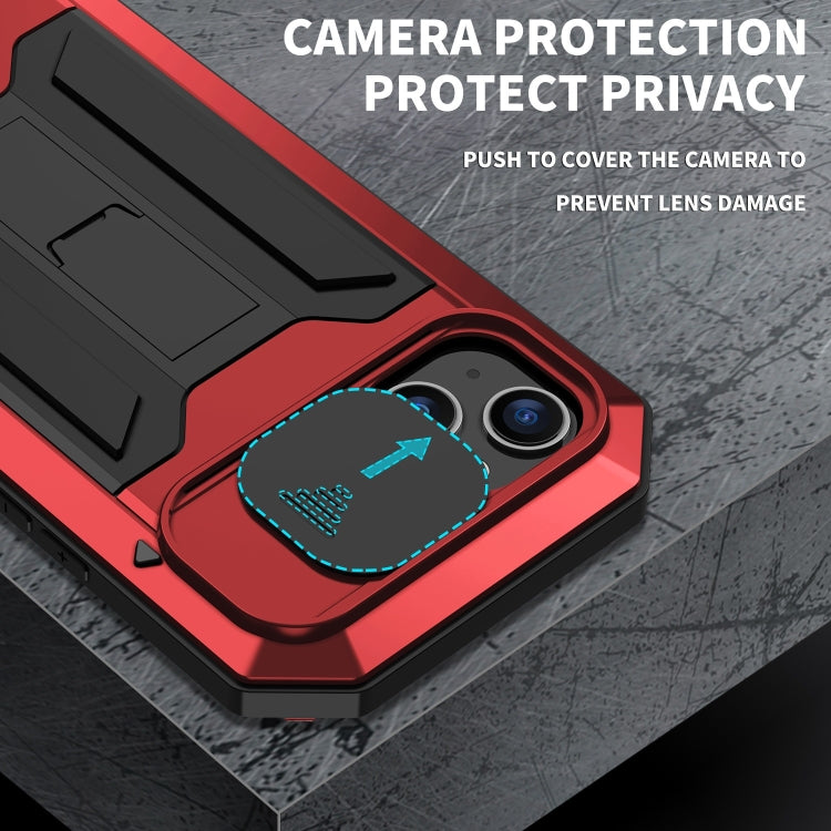 For iPhone 15 Plus R-JUST Sliding Camera Life Waterproof Holder Phone Case(Red) - iPhone 15 Plus Cases by R-JUST | Online Shopping South Africa | PMC Jewellery