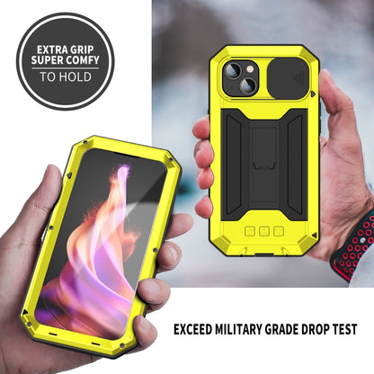 For iPhone 15 R-JUST Sliding Camera Life Waterproof Holder Phone Case(Yellow) - iPhone 15 Cases by R-JUST | Online Shopping South Africa | PMC Jewellery