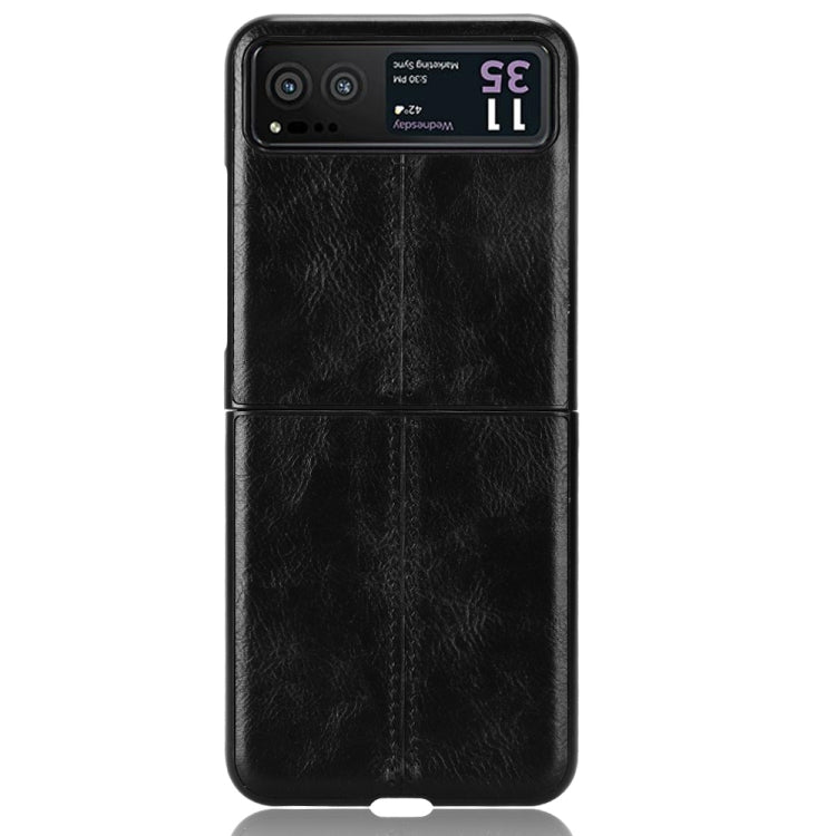 For Motorola Moto Razr 40 Cow Pattern Sewing Back Cover Phone Case(Black) - Motorola Cases by PMC Jewellery | Online Shopping South Africa | PMC Jewellery | Buy Now Pay Later Mobicred