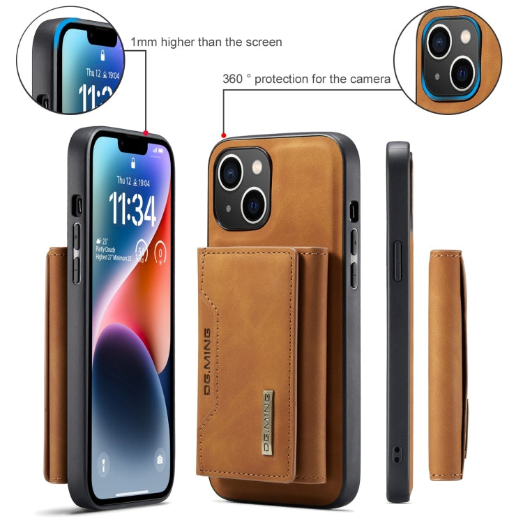 For iPhone 15 DG.MING M2 Series 3-Fold Card Bag Wallet Leather Phone Case(Brown) - iPhone 15 Cases by DG.MING | Online Shopping South Africa | PMC Jewellery | Buy Now Pay Later Mobicred