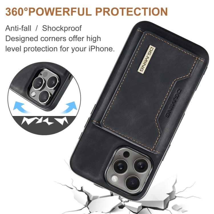 For iPhone 16 Pro Max DG.MING M2 Series 3-Fold Card Bag Wallet Leather Phone Case(Black) - free shipping - PMC Jewellery - Order now!