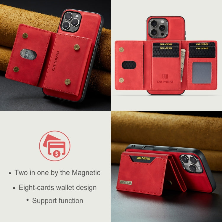 For iPhone 16 Pro Max DG.MING M2 Series 3-Fold Card Bag Wallet Leather Phone Case(Red) - iPhone 16 Pro Max Cases by DG.MING | Online Shopping South Africa | PMC Jewellery | Buy Now Pay Later Mobicred