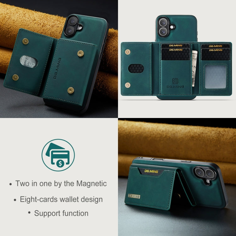 For iPhone 16 Plus DG.MING M2 Series 3-Fold Card Bag Wallet Leather Phone Case(Green) - free shipping - PMC Jewellery - Order now!