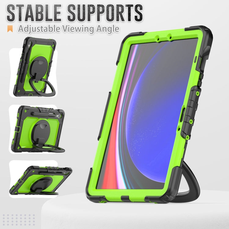 For Samsung Galaxy Tab S9 D Type Silicone Hybrid PC Tablet Case with Handle Holder(Yellow Green PC) - Galaxy Tab S9 Cases by PMC Jewellery | Online Shopping South Africa | PMC Jewellery | Buy Now Pay Later Mobicred