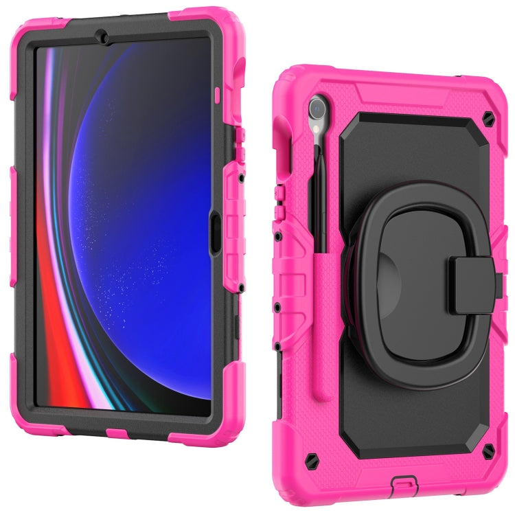 For Samsung Galaxy Tab S9 D Type Silicone Hybrid PC Tablet Case with Handle Holder(Rose Red) - free shipping - PMC Jewellery - Order now!