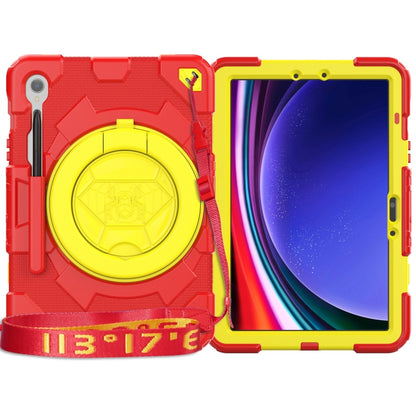 For Samsung Galaxy Tab S9 Spider Rotation Handle Silicone Hybrid PC Tablet Case(Yellow Red) - Galaxy Tab S9 Cases by PMC Jewellery | Online Shopping South Africa | PMC Jewellery | Buy Now Pay Later Mobicred