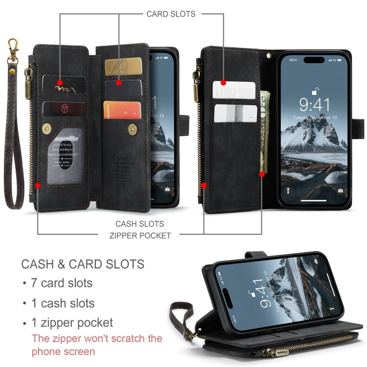 For iPhone 15 Pro CaseMe C30 Multifunctional Leather Phone Case(Black) - iPhone 15 Pro Cases by CaseMe | Online Shopping South Africa | PMC Jewellery | Buy Now Pay Later Mobicred