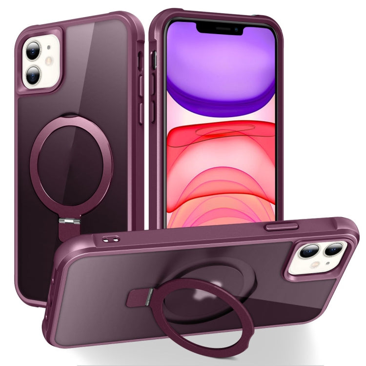 For iPhone 11 MagSafe Magnetic Holder Phone Case(Wine Red) - iPhone 11 Cases by PMC Jewellery | Online Shopping South Africa | PMC Jewellery