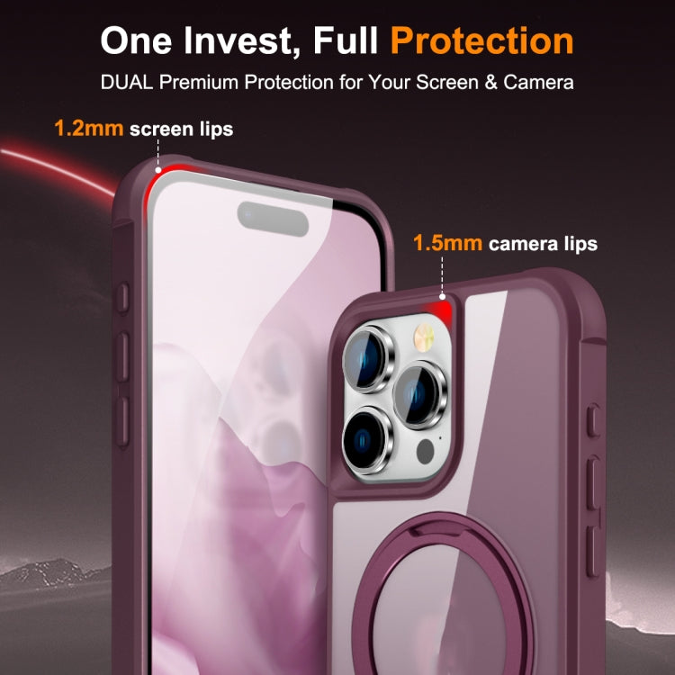 For iPhone 15 Pro MagSafe Magnetic Rotating Holder Phone Case(Wine Red) - iPhone 15 Pro Cases by PMC Jewellery | Online Shopping South Africa | PMC Jewellery