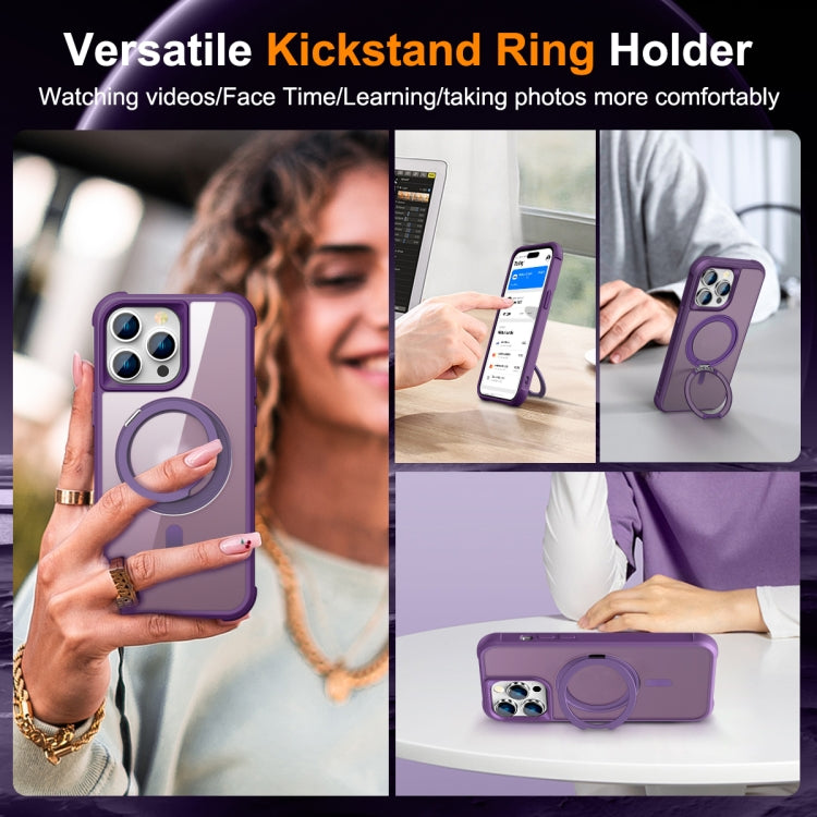 For iPhone 14 Pro Max MagSafe Magnetic Rotating Holder Phone Case(Purple) - iPhone 14 Pro Max Cases by PMC Jewellery | Online Shopping South Africa | PMC Jewellery