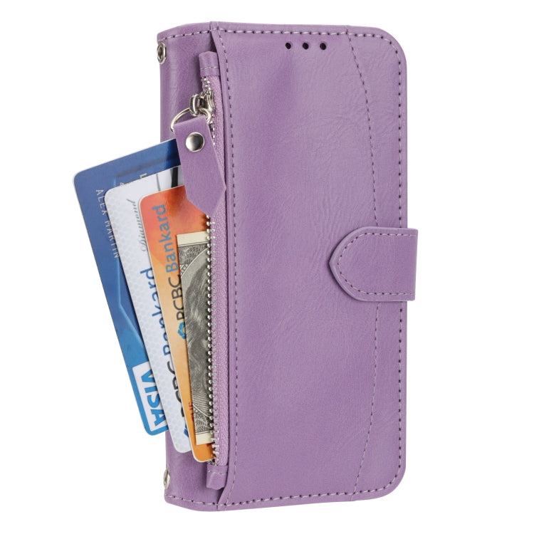 For iPhone 16 Pro Oil Skin Zipper Wallet Leather Phone Case(Purple) - iPhone 16 Pro Cases by PMC Jewellery | Online Shopping South Africa | PMC Jewellery | Buy Now Pay Later Mobicred