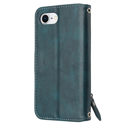 For iPhone SE 2024 Oil Skin Zipper Wallet Leather Phone Case(Blue) - More iPhone Cases by PMC Jewellery | Online Shopping South Africa | PMC Jewellery | Buy Now Pay Later Mobicred