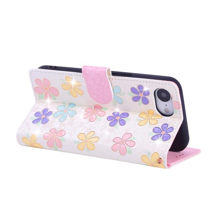 For iPhone 16e Bronzing Painting RFID Leather Case(Bloosoming Flower) - iPhone 16e Cases by PMC TechLife | Online Shopping South Africa | PMC TechLife | Buy Now Pay Later Mobicred