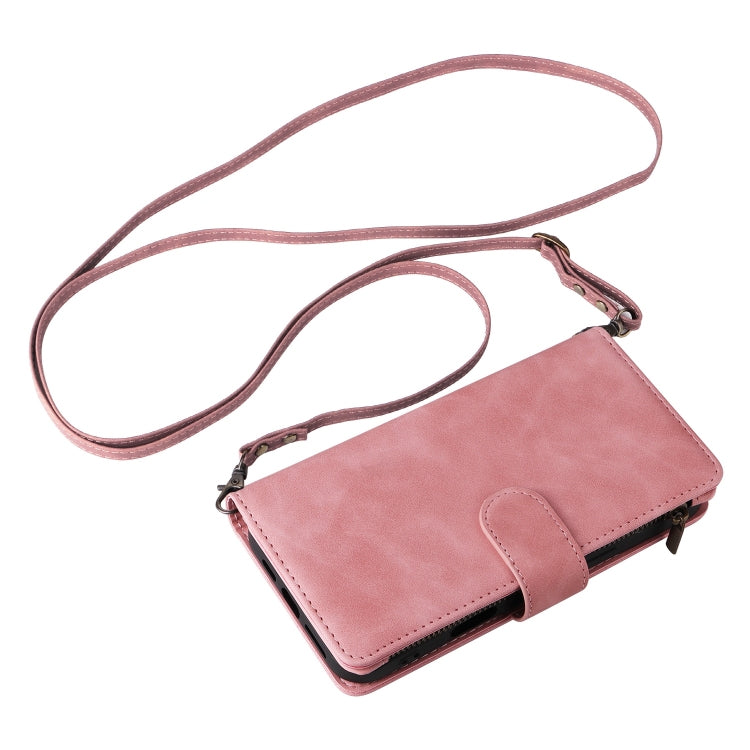 For iPhone 16 Plus Crossbody Multi-card Slot Wallet Zipper Leather Phone Case(Pink) - iPhone 16 Plus Cases by PMC Jewellery | Online Shopping South Africa | PMC Jewellery | Buy Now Pay Later Mobicred