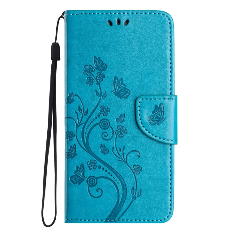 For iPhone 16 Plus Butterfly Flower Pattern Flip Leather Phone Case(Blue) - iPhone 16 Plus Cases by PMC Jewellery | Online Shopping South Africa | PMC Jewellery | Buy Now Pay Later Mobicred