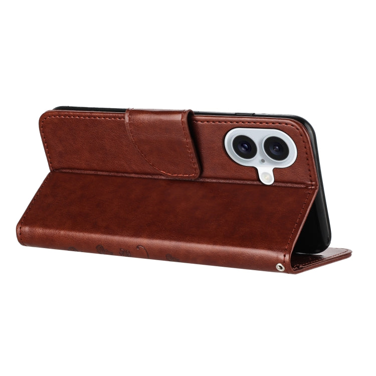 For iPhone 16 Butterfly Flower Pattern Flip Leather Phone Case(Brown) - free shipping - PMC TechLife - Order now!