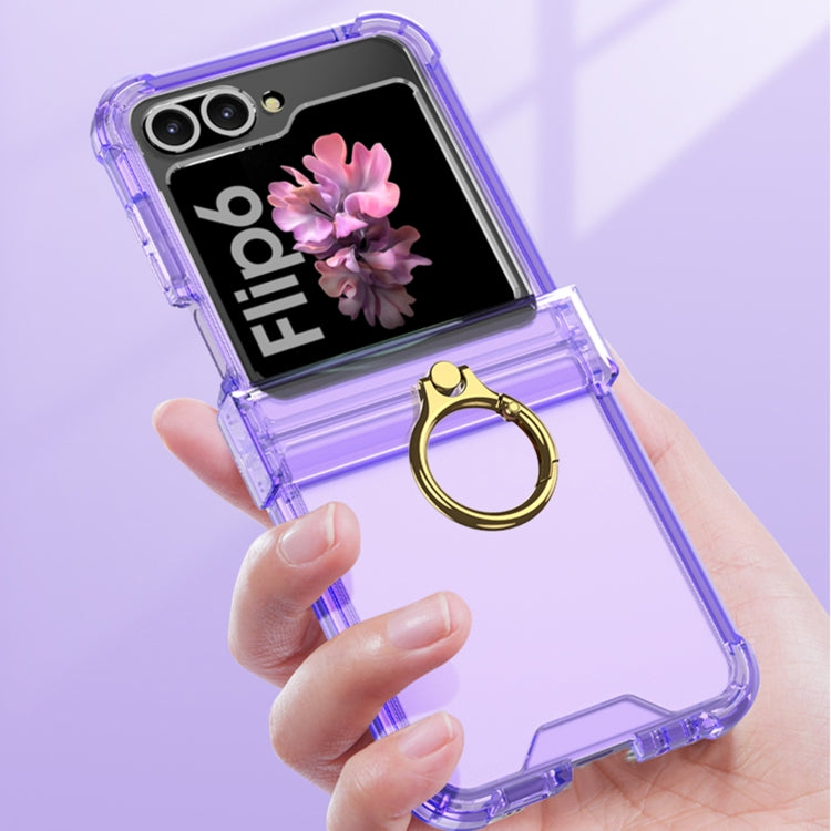 For Samsung Galaxy Z Flip6 Gkk Airbag Hinge Silicone Phone Case with Ring Holder(Transparent) - Galaxy Z Flip6 5G Cases by GKK | Online Shopping South Africa | PMC Jewellery | Buy Now Pay Later Mobicred