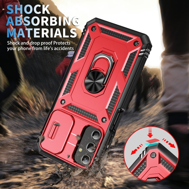 For Samsung Galaxy A25 5G Sliding Camshield TPU + PC Phone Case with Holder(Red+Black) - Galaxy Phone Cases by PMC TechLife | Online Shopping South Africa | PMC TechLife
