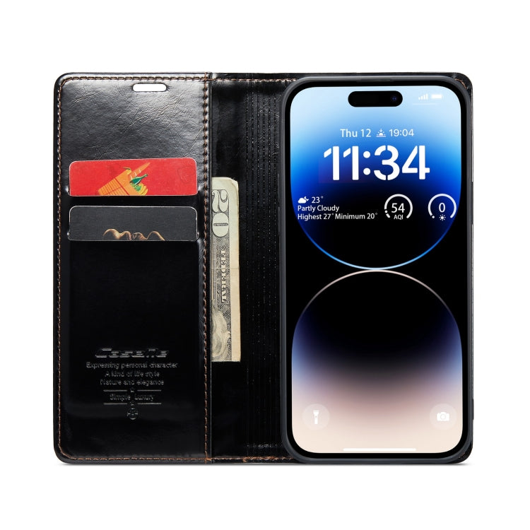 For iPhone 15 Pro Max CaseMe 003 Crazy Horse Texture Leather Phone Case(Black) - iPhone 15 Pro Max Cases by CaseMe | Online Shopping South Africa | PMC Jewellery | Buy Now Pay Later Mobicred